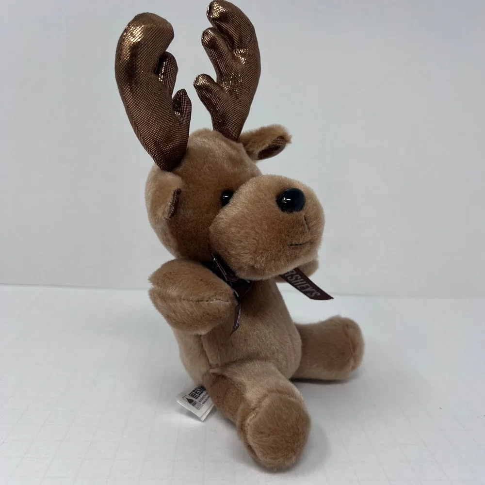 Galerie Hershey Reindeer 5 inch Brown Gold Metallic‎ Antlers Christmas Plush
